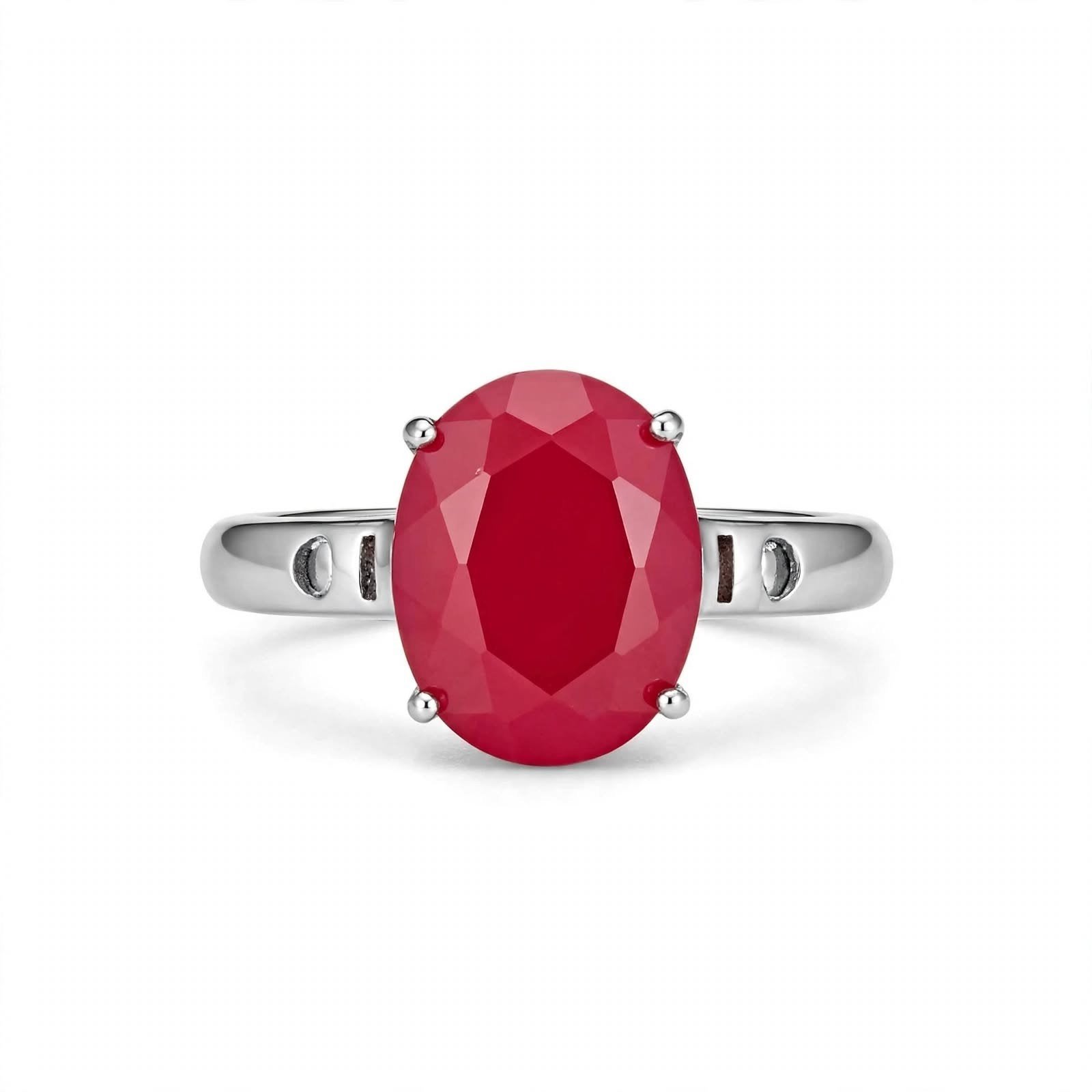 Bague réglable en argent massif avec rubis naturel, Enlèvement, Argent, Neuf, Rouge