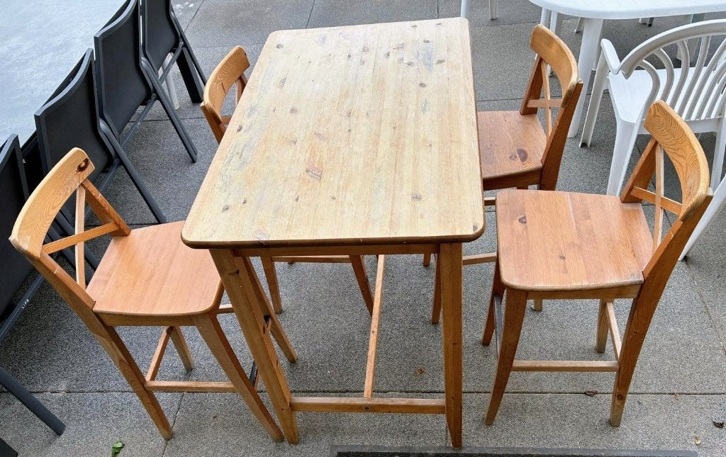 Bartafel met 4 barstoelen, Huis en Inrichting, Ophalen, Gebruikt