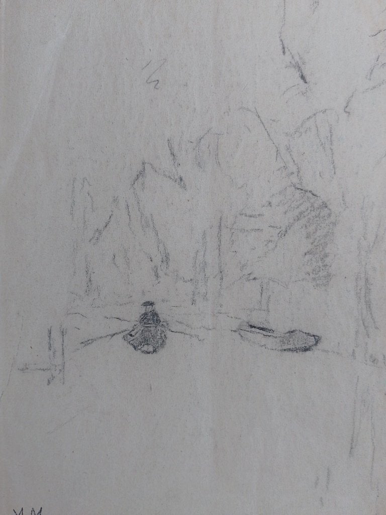 Anton Mauve   Schetsblad   Man in Roeiboot, Verzenden, Tekening