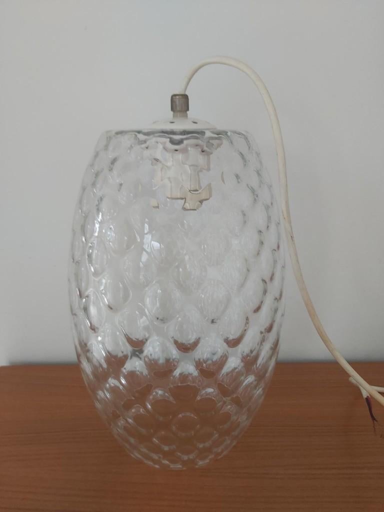 Mooie doorscnijnende glazen vintage hanglamp bubbelpatroon, Enlèvement ou Envoi, Comme neuf, Verre