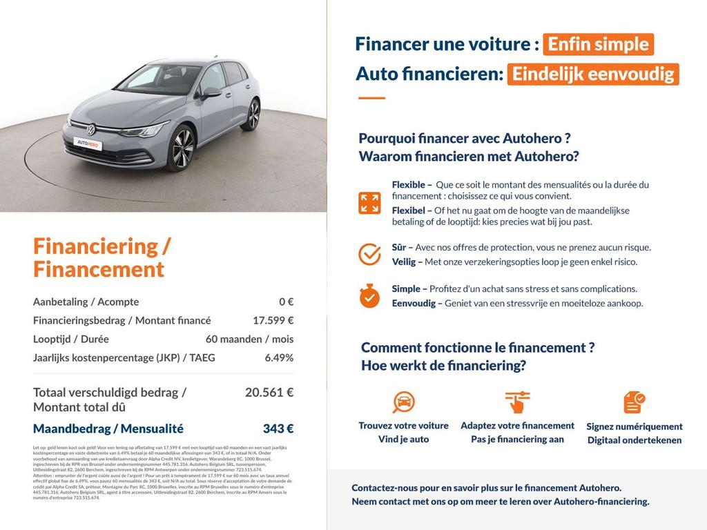Volkswagen Golf 2.0 TDI Life (année de construction 2020), Argent ou Gris, Achat, 1459 kg, 1968 cm³