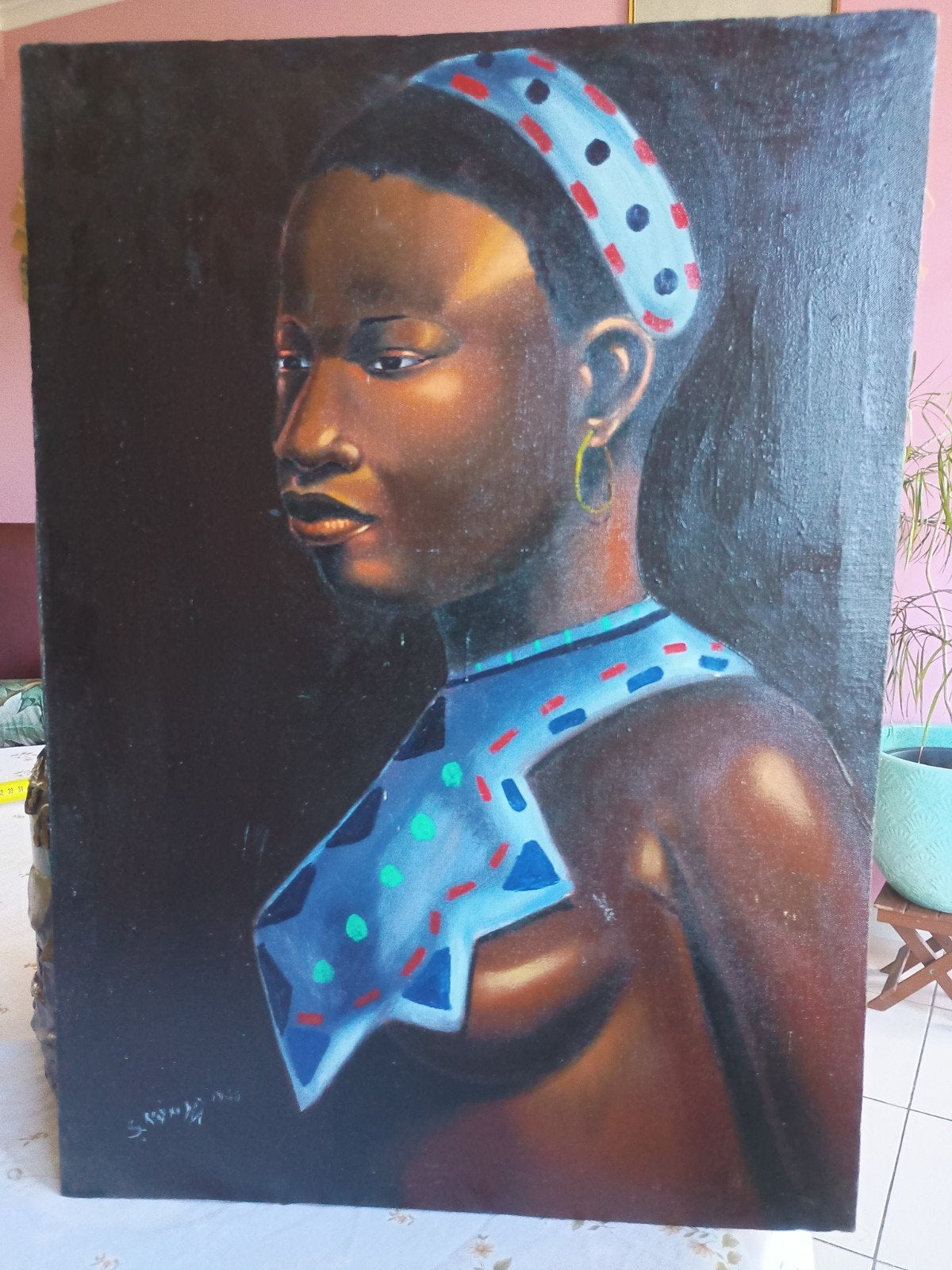 Afrikaanse kunst, Enlèvement ou Envoi, Expressionniste, Signé, Peinture à l'huile
