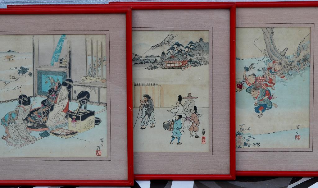 Afdrukken (3X) Japanse fabels van Florian 1895 JP Claris, Antiek en Kunst, Ophalen of Verzenden