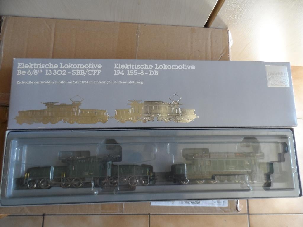 MARKLIN 3300 - Crocodile Be 6/8 + Loco 194 155-8-DB - Doos, Hobby en Vrije tijd, Locomotief, Gelijkstroom of Wisselstroom, Nieuw