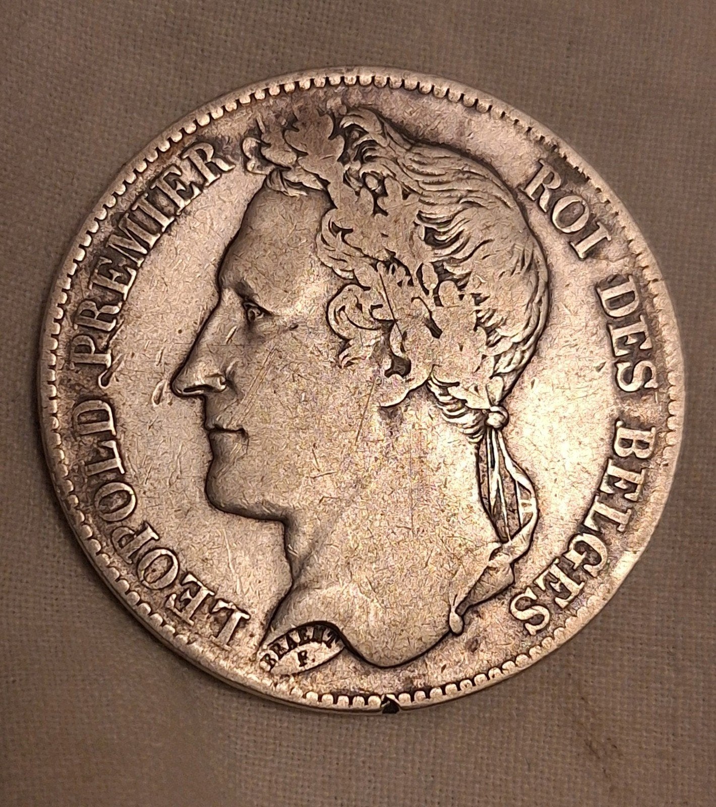 Zilveren 5 Francs 1848 – Leopold I (Gelauwerd hoofd), Ophalen of Verzenden, Zilver, Zilver