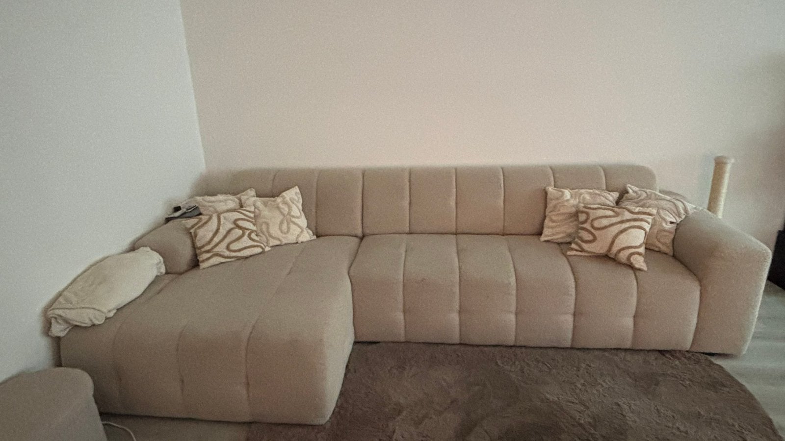 Beige hoekzetel, Huis en Inrichting, Ophalen, Zo goed als nieuw