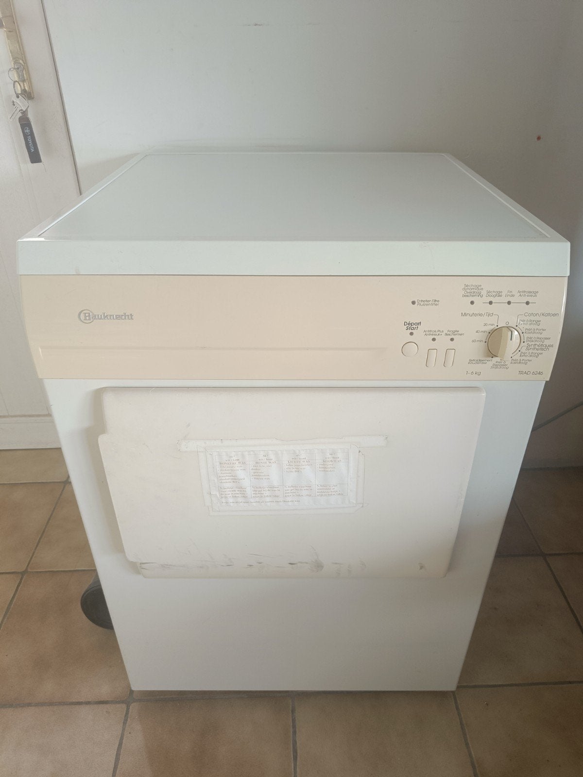 Bauknecht droogkast, Electroménager, Sèche-linge, Enlèvement, Utilisé, Chargeur frontal, Évacuation d'air