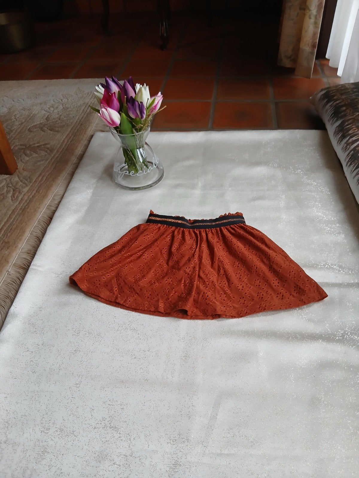 Mooi roestbruin broderie rokje van Kids – Maat 104, Enlèvement ou Envoi