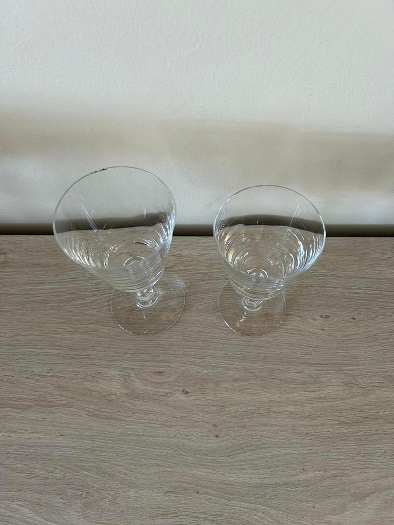 2 kristallen wijn glazen, Antiek en Kunst, Ophalen