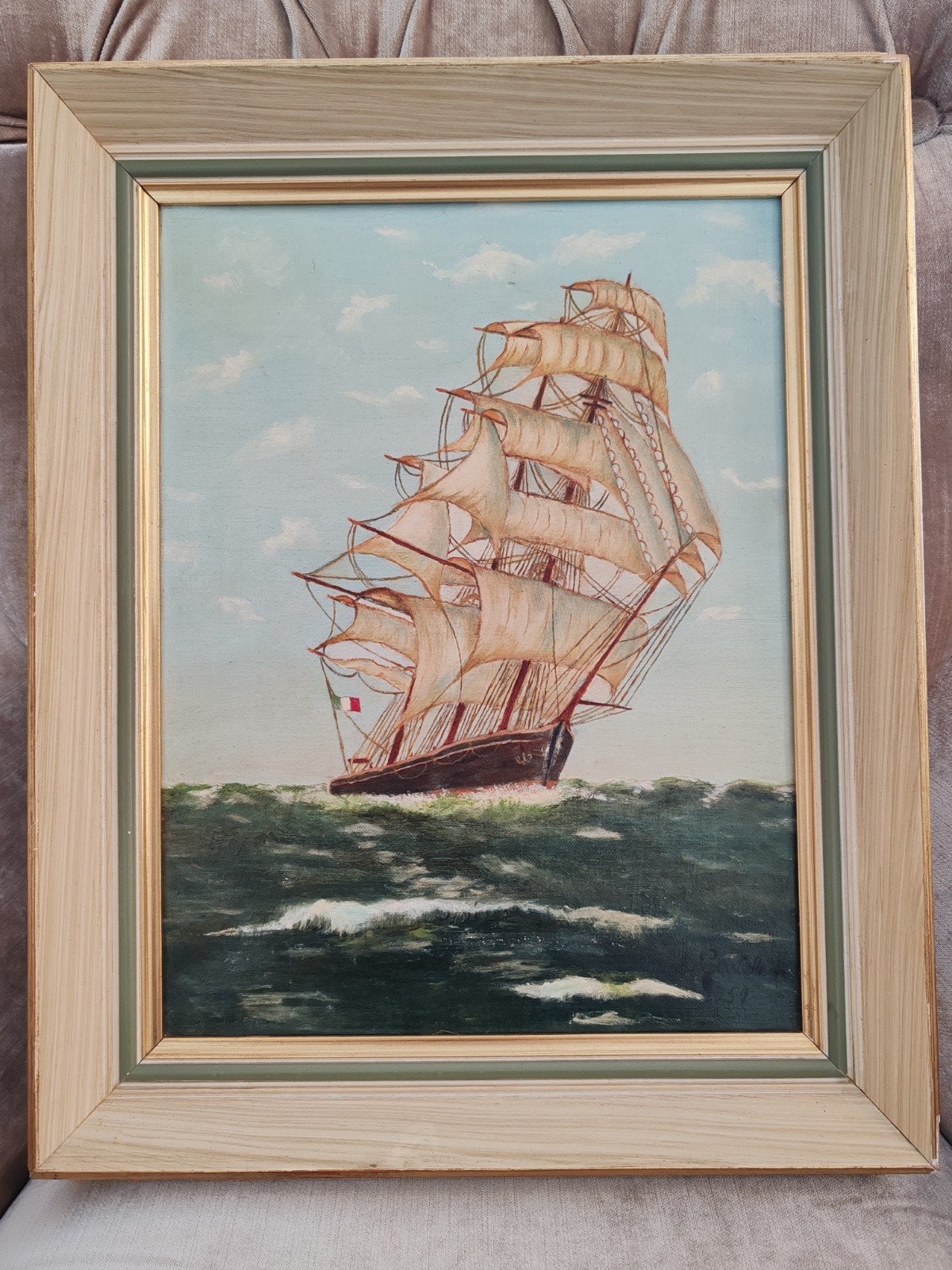 schilderij olie op doek., Ophalen, Doek
