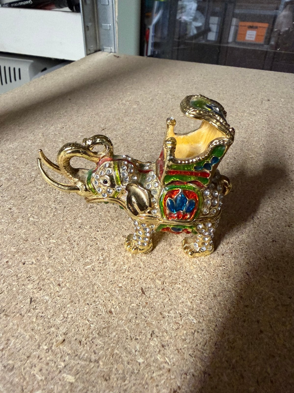 Goudkleurig Olifant Sieradendoosje met Strass & Emaille, Enlèvement, Autres types