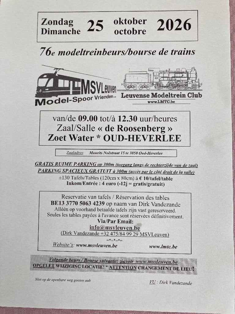 Beurs modeltreinen 25/10, Hobby & Loisirs créatifs, Enlèvement, Utilisé, Courant continu ou Courant alternatif, Autres types