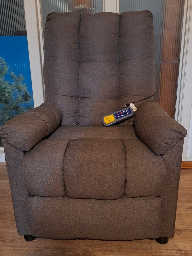Fauteuil relax massant et chauffant Taupe - Parfait état, Huis en Inrichting, Fauteuils, Ophalen, Minder dan 75 cm, Hout, 50 tot 75 cm