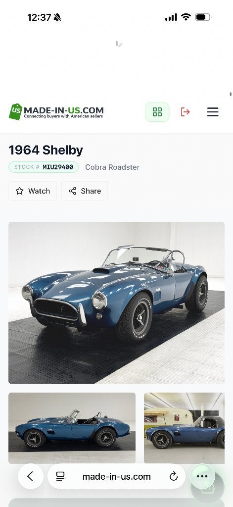 Shelby Cobra Roadster de 1964, Auto's, Oldtimers, 8 cc, Zwart, Cabriolet, Bedrijf