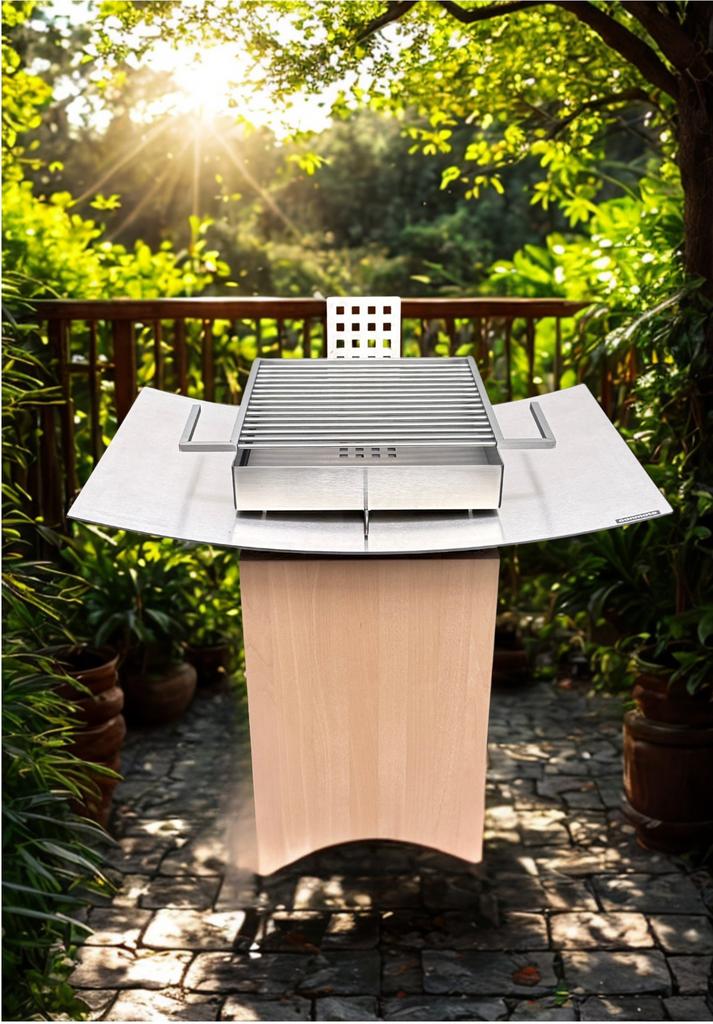 BBQ barbeque op houten onderstel, Ophalen, Nieuw