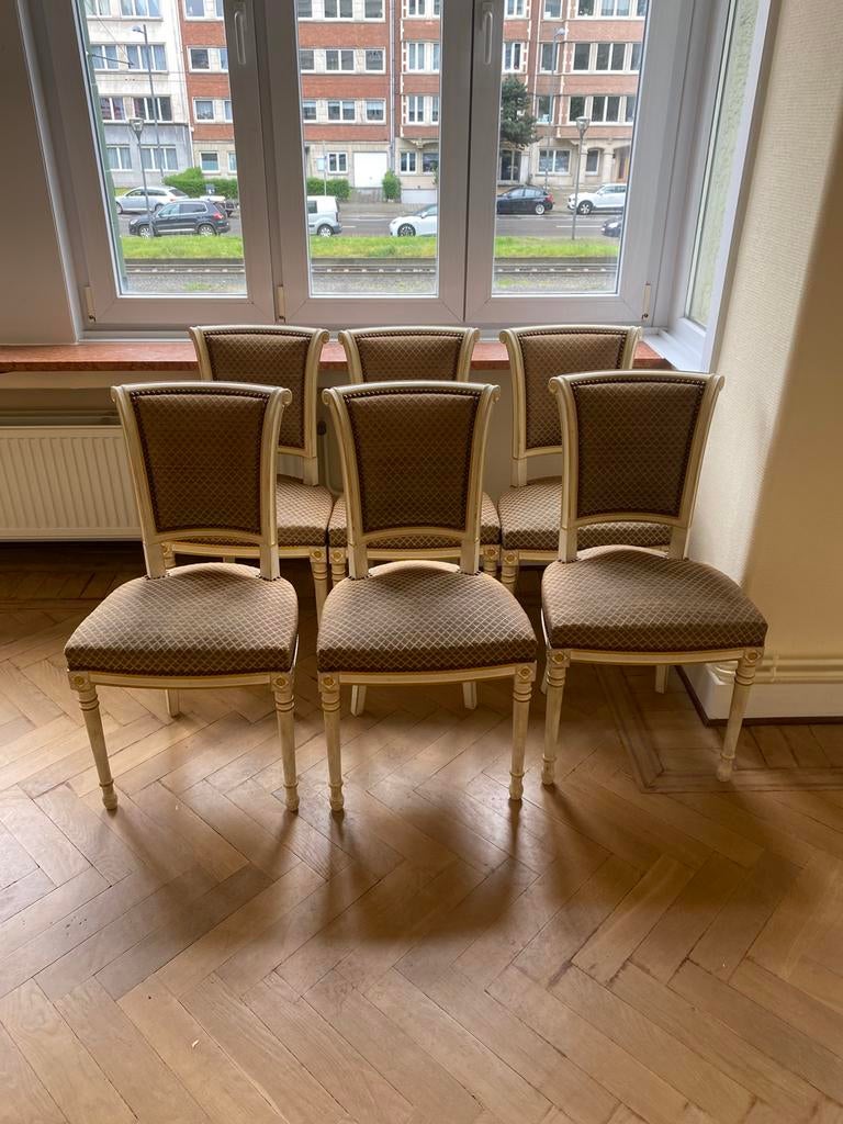 Set 6 klassieke eetkamerstoelen, Ophalen, Zo goed als nieuw, Stof