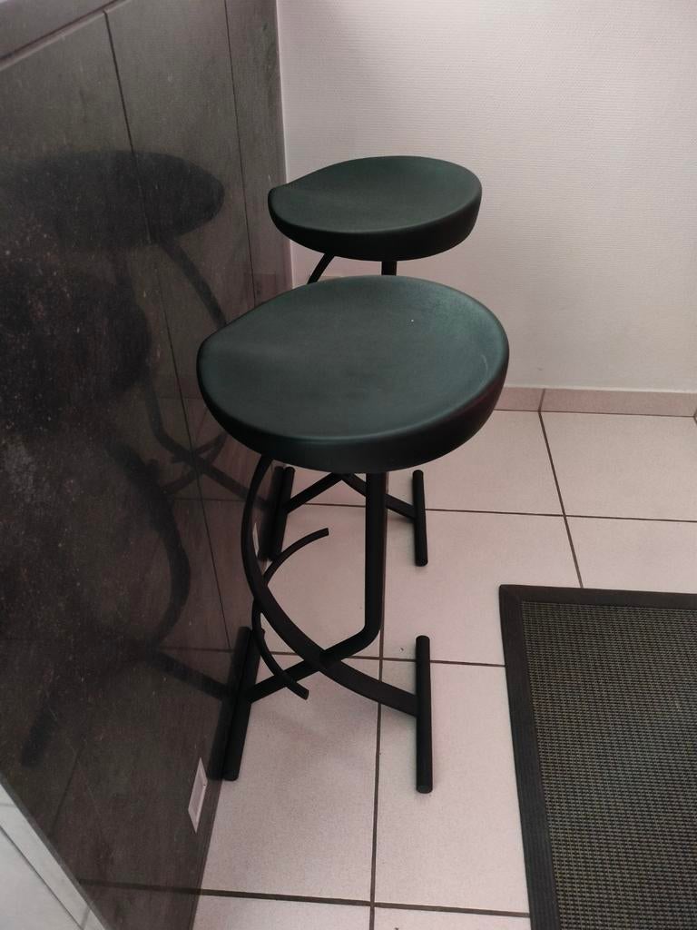 Tabourets de bar, Avec repose-pieds, Métal, 2 tabourets, Comme neuf