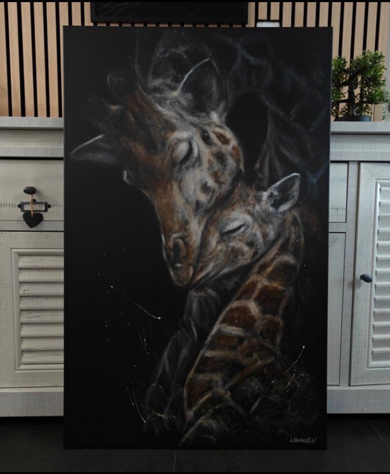 Twee giraffen – origineel olieverfschilderij, Enlèvement ou Envoi