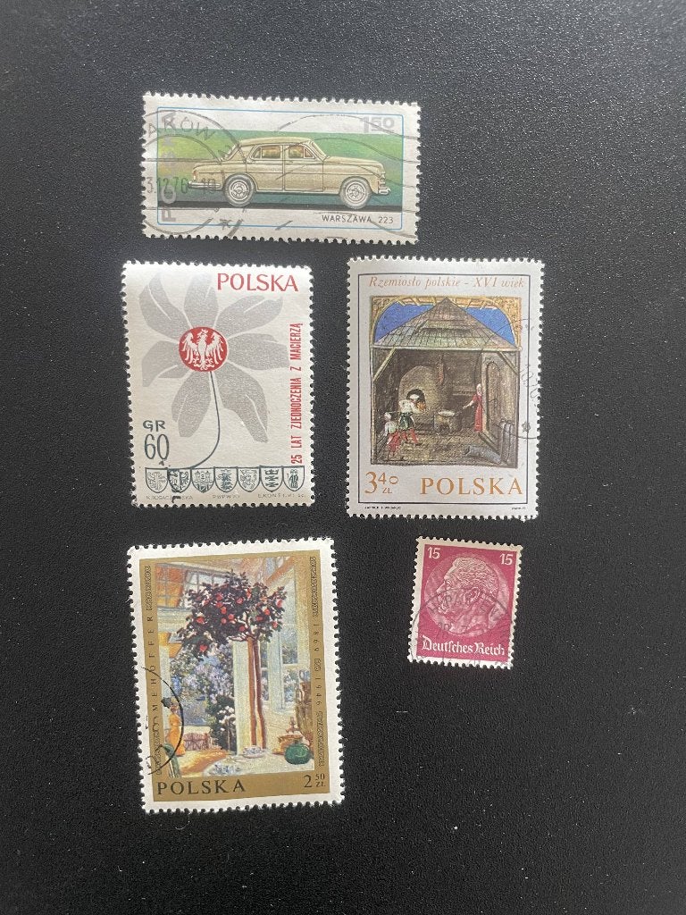 Timbres Pologne, Postzegels en Munten, Ophalen of Verzenden, Gestempeld, Auto's