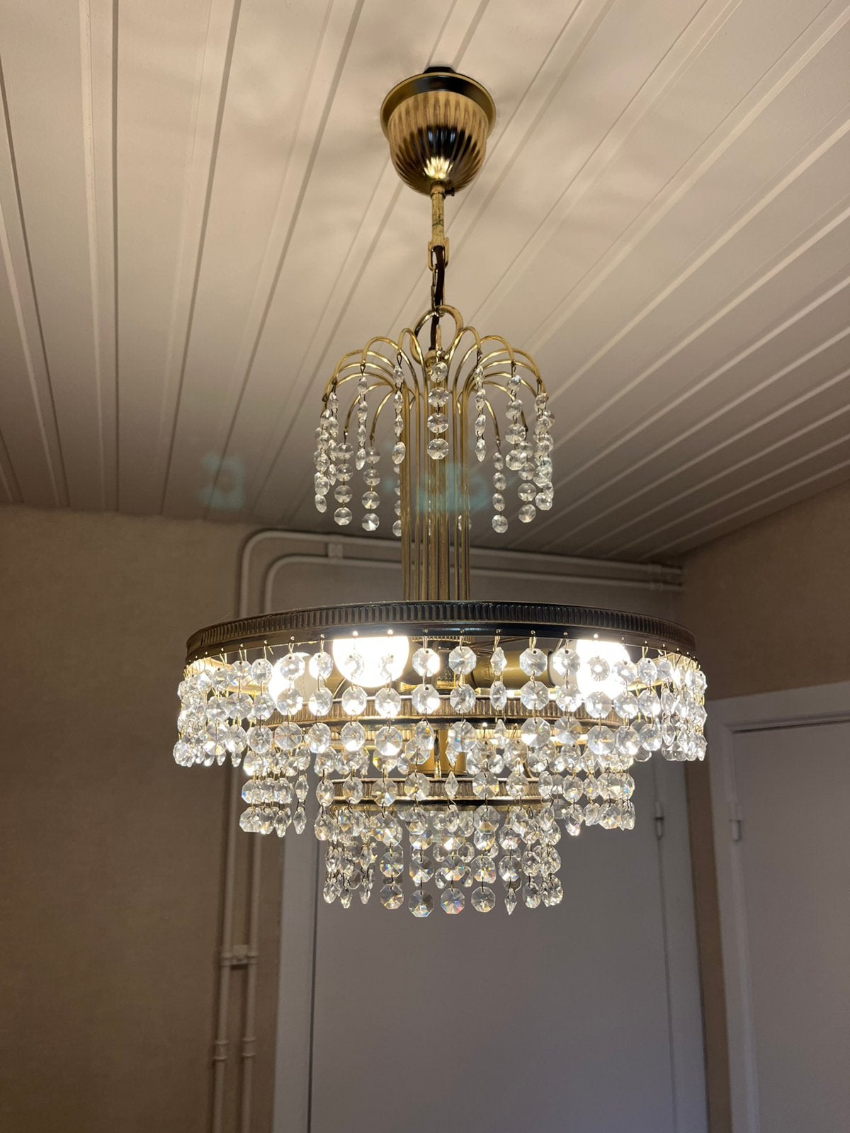 Kristallen  hanglamp, Ophalen, Zo goed als nieuw, Glas