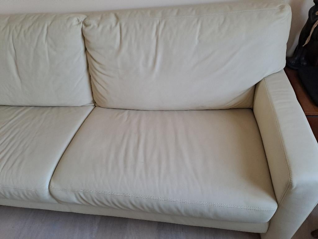 Lederen zetels beige, Trois personnes, Comme neuf, Enlèvement, Cuir