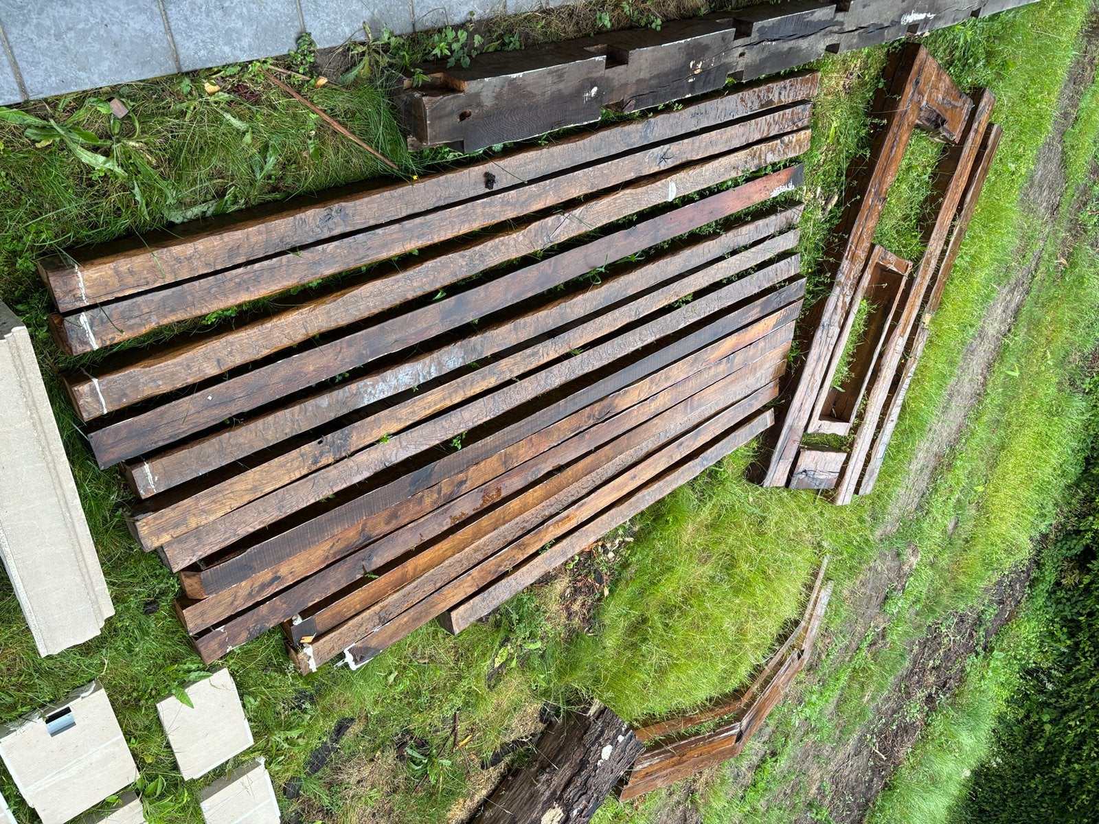 Partij eiken houten balken, Ophalen, Gebruikt, Eiken, Balk