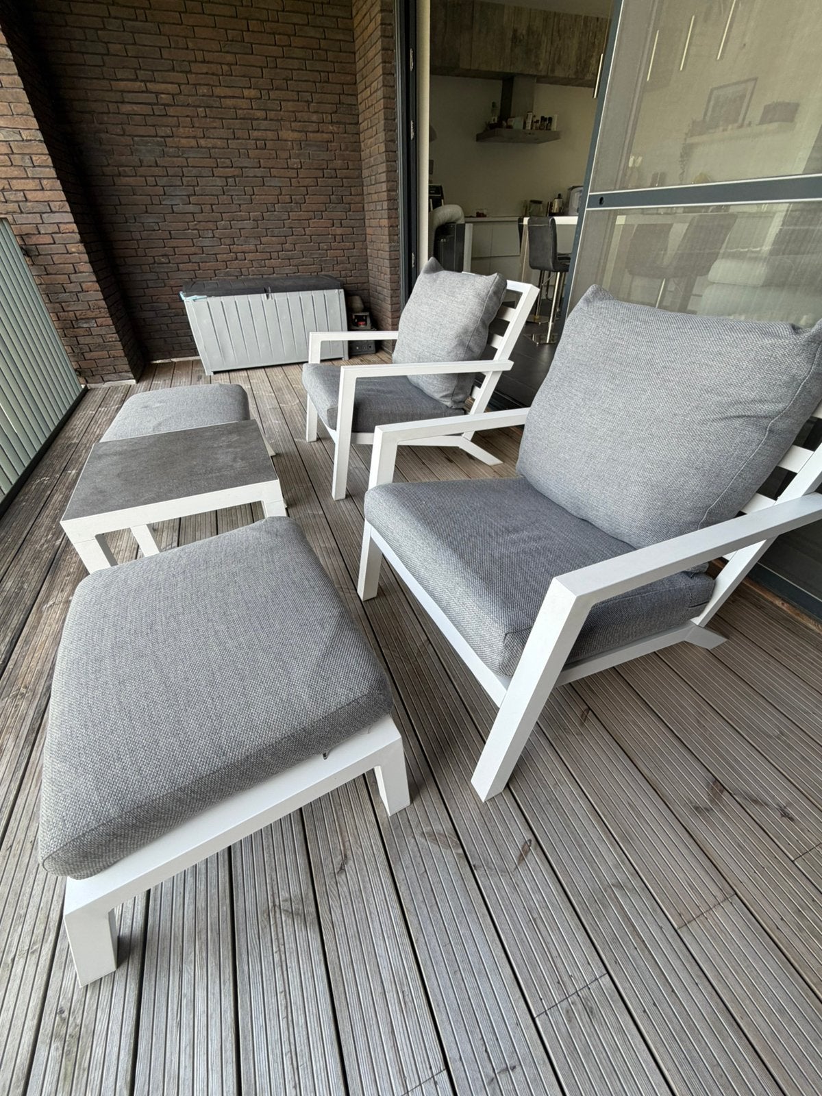 Vinci Design Loungeset + Parasol, Jardin & Terrasse, Chaises longues, Comme neuf, Enlèvement ou Envoi