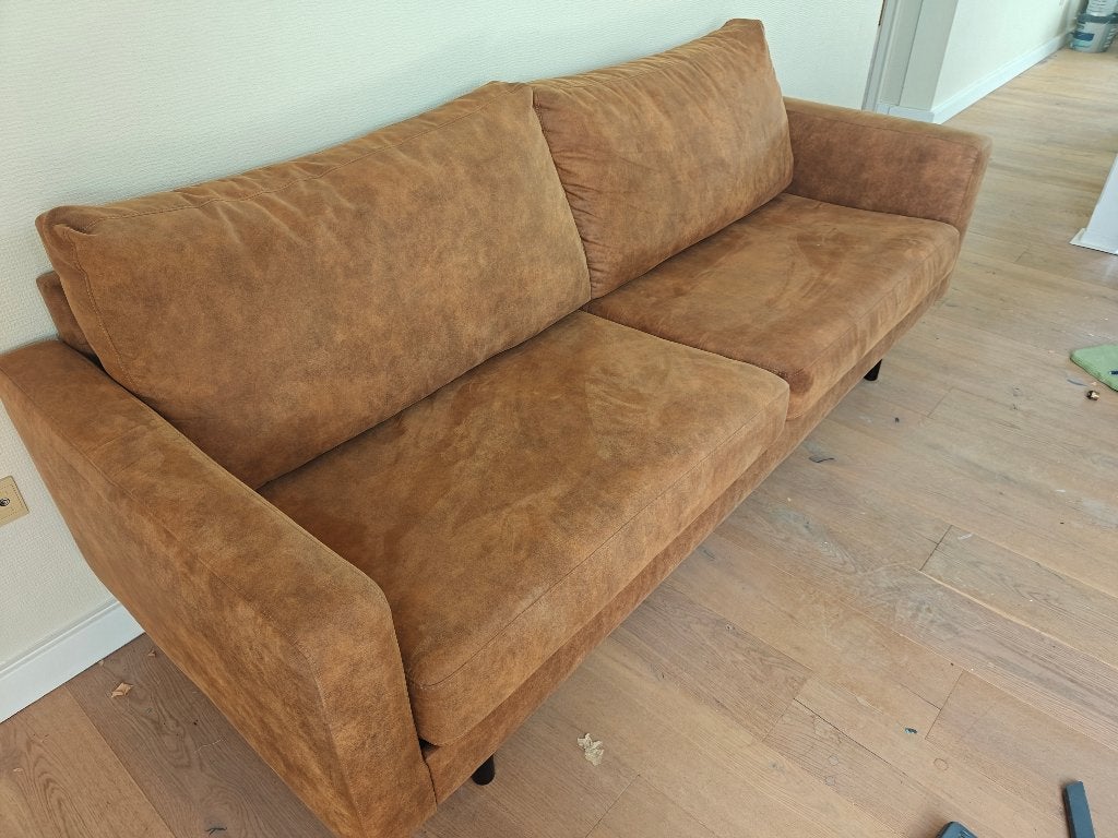 Cognac faux lederen zetel 2-zit, Ophalen, Gebruikt, Tweepersoons, Rechte bank
