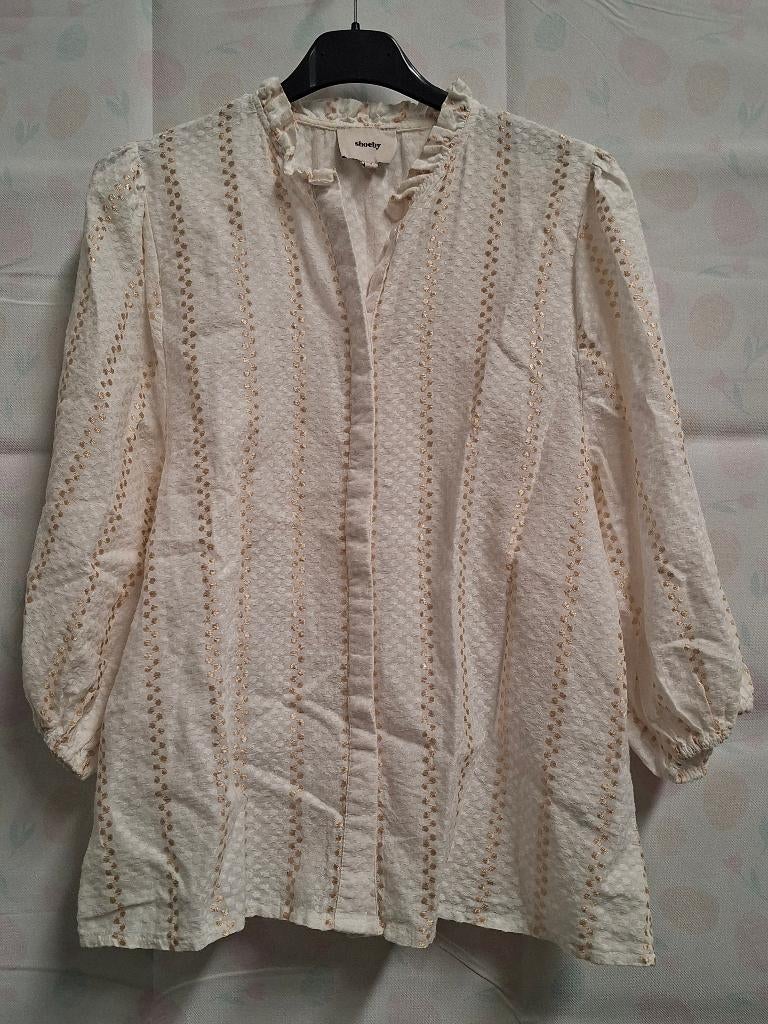 Shoeby Blouse Crème/Goud Metallic S, Verzenden, Beige, Zo goed als nieuw, Shoeby