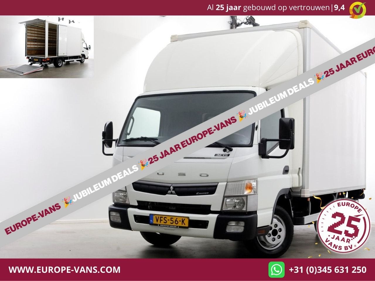 FUSO Canter 3.0D 150pk E6 Bakwagen met laadklep en zijdeur +, Auto's, Bestelwagens en Lichte vracht, Overige merken, Wit, Bedrijf