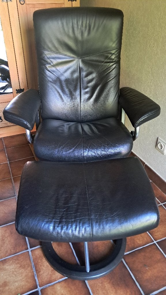Fauteuille, Stressles, zwart, Huis en Inrichting, Ophalen, Minder dan 75 cm, Leer, Zo goed als nieuw