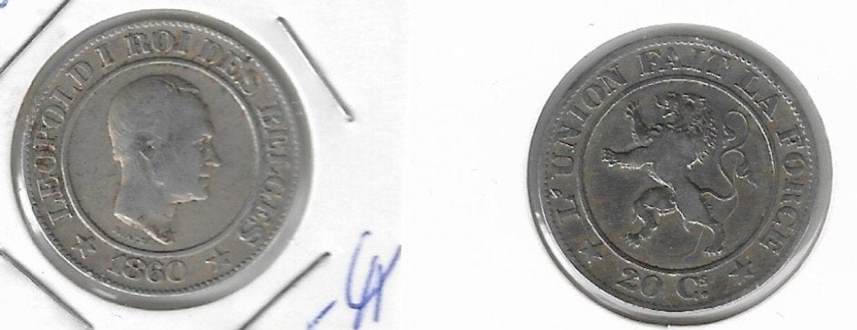 België: 20 cent 1860 FR = RAAR !!! = morin 131, Verzenden, Losse munt