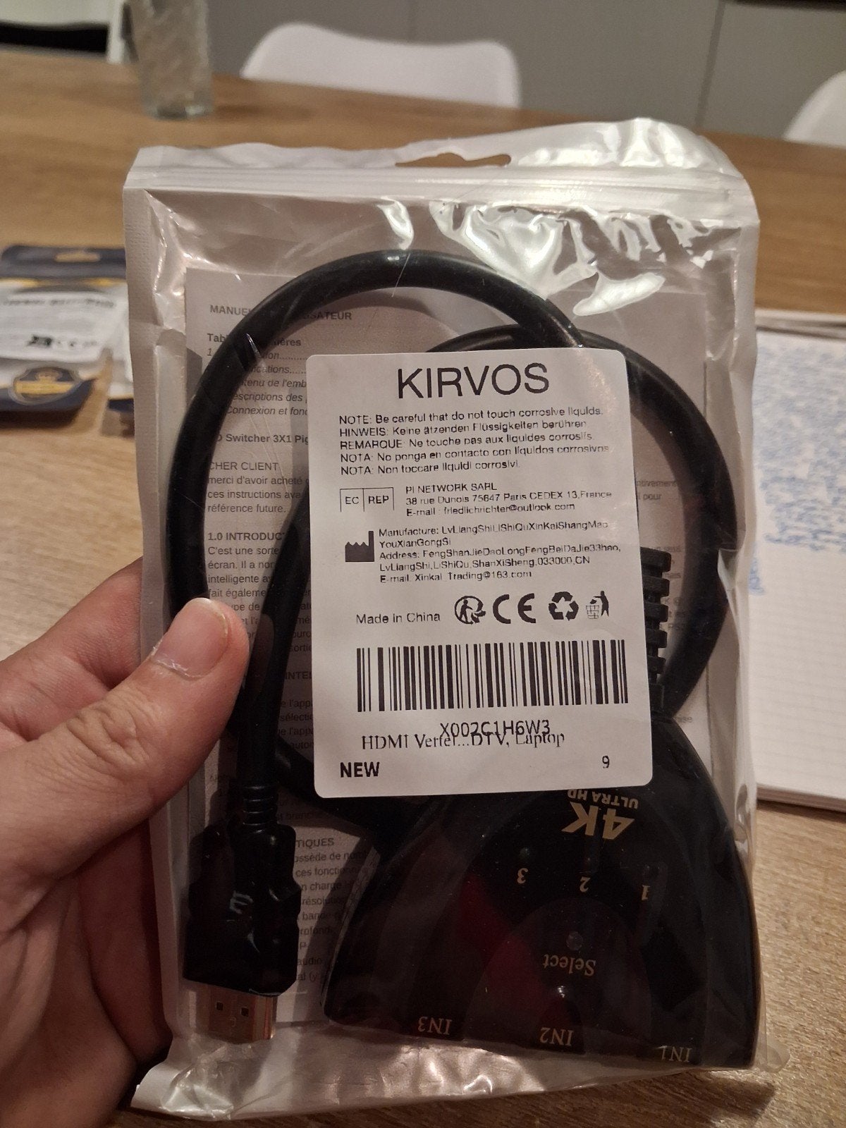 Kirvos HDMI Switcher 3x1 - 4K Ultra HD, Verzenden, Nieuw, Minder dan 2 meter, Overige kabels