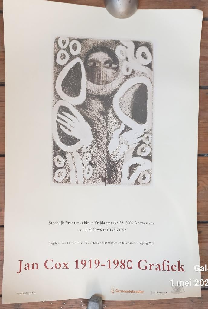 affiche Jan Cox Stedelijk Prentenkabinet Antwerpen 1980, Envoi