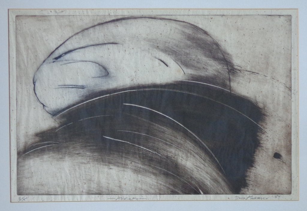 DANA ANDREEV / ANXIETY / ZW-W ETS / 70x100cm / KADER / SIG, Numéroté, Enlèvement, Abstrait, Eau-forte