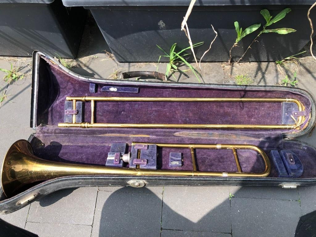 Beuscher Solo XL trombone 1909 – historisch instrument, Muziek en Instrumenten, Blaasinstrumenten | Trombones, Ophalen, Gebruikt