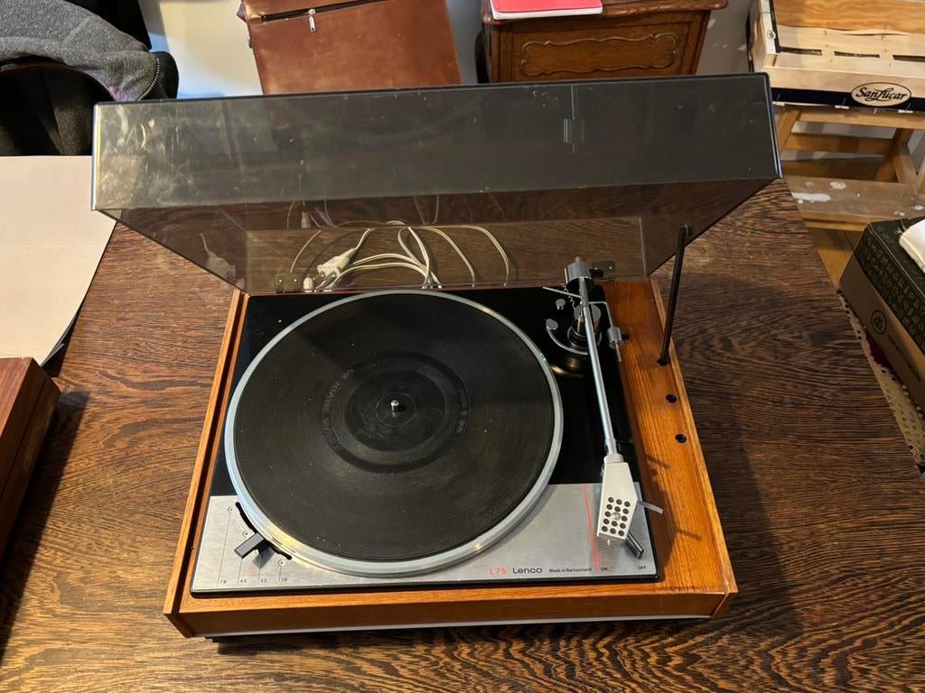 Lenco l75 - met stofkap, TV, Hi-fi & Vidéo, Tourne-disques, Utilisé, Tourne-disque, Enlèvement