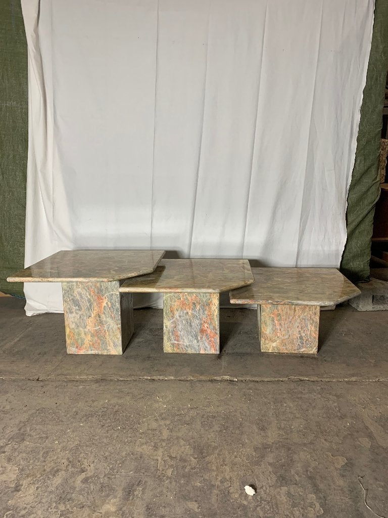 Prachtige set van 3 vintage marmeren salontafels 1970, Huis en Inrichting, Ophalen, Zo goed als nieuw, Overige materialen