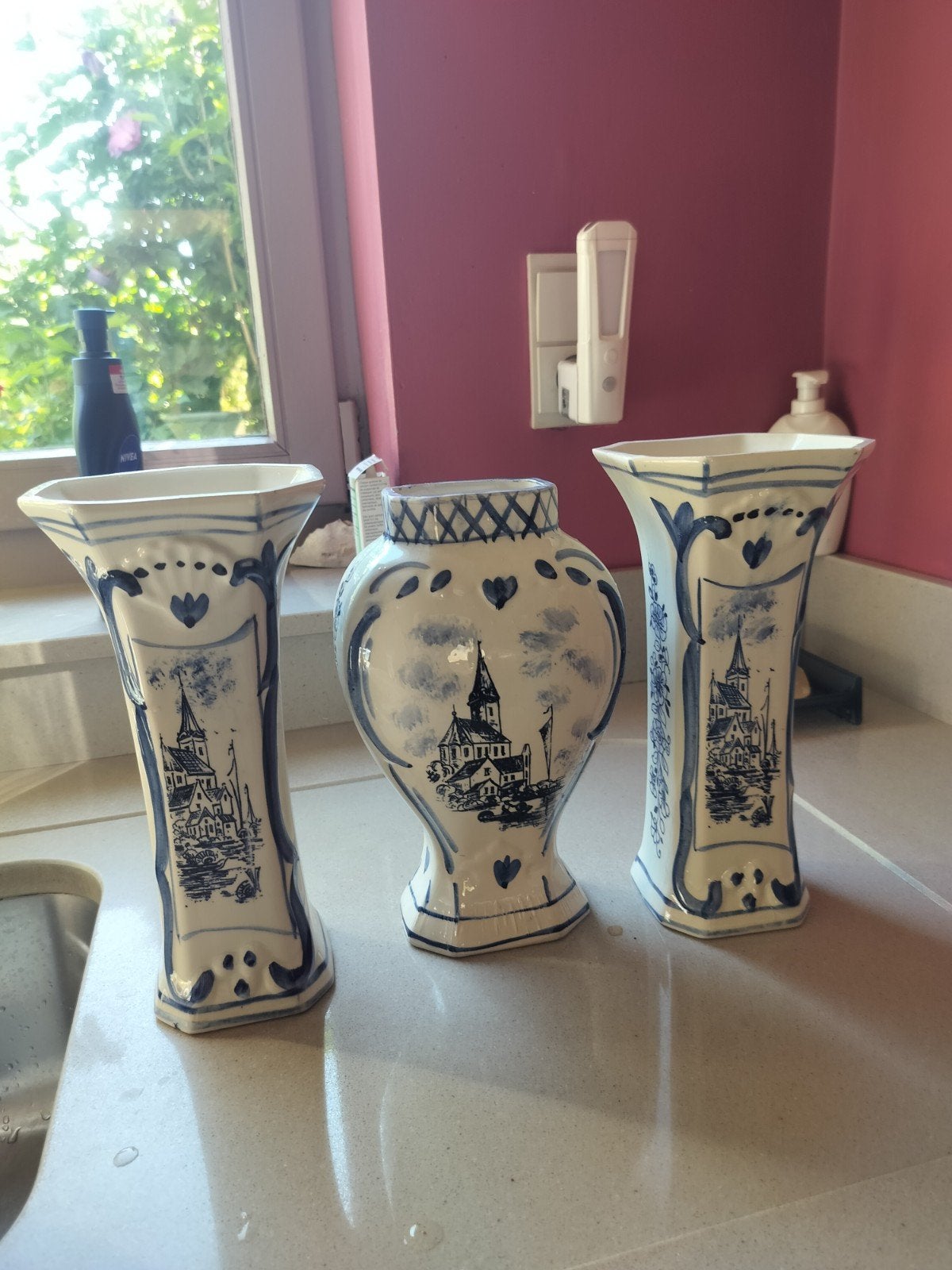 Drie delig schouwstuk in Delft, Antiek en Kunst, Verzenden