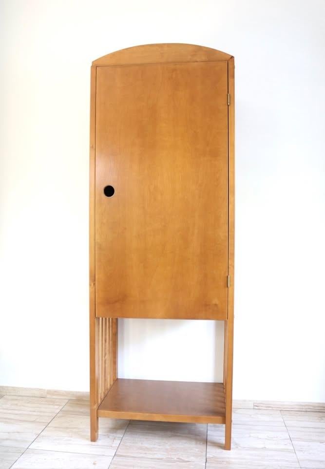 Postmoderne plywood kast - Vintage Kledingkast, Ophalen, Gebruikt, Met hangruimte