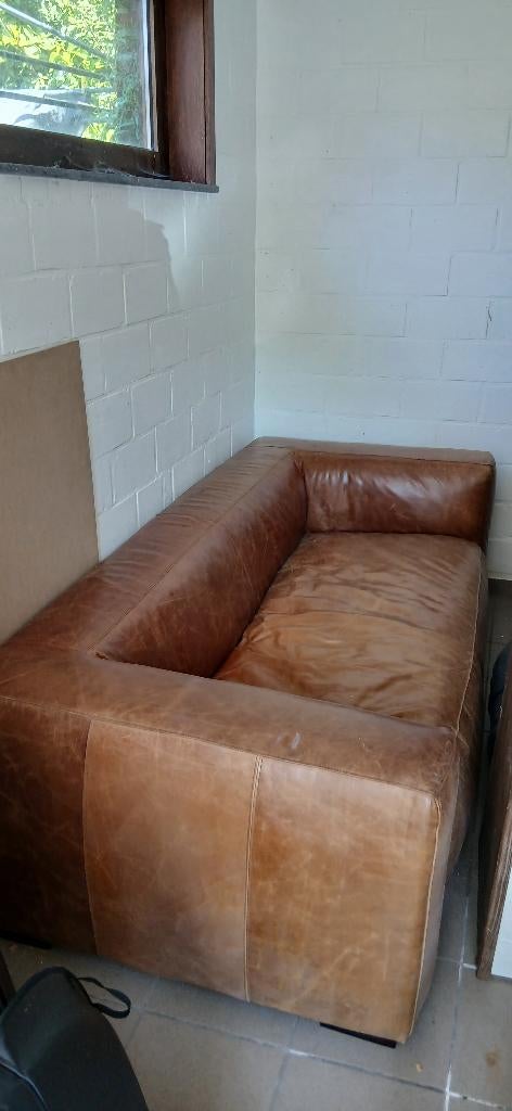 Gebruikte lederen zetel IDEAAL VOOR MANCAVE, Huis en Inrichting, Ophalen, Gebruikt, Overige maten, Leer