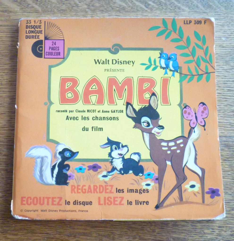 Livre disque : "Bambi" vinyle 33 tours, Enlèvement ou Envoi, Utilisé
