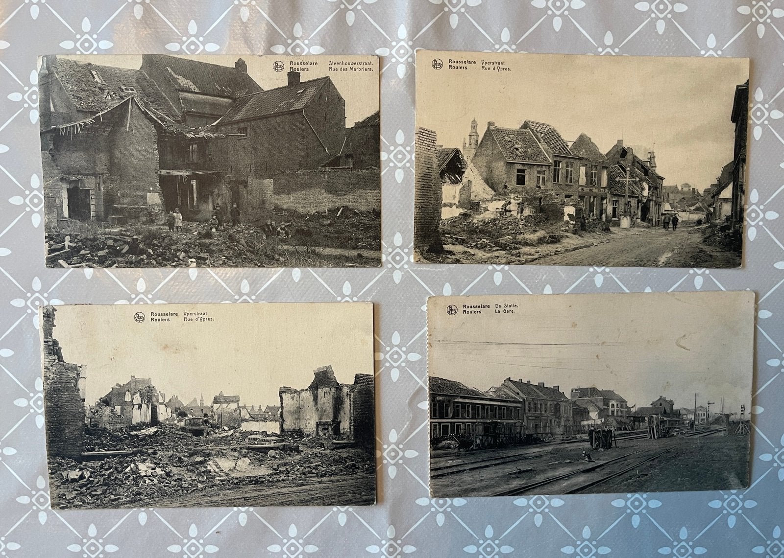 Roeselare: 4 verstuurde postkaarten vernietiging 14-18, Ophalen