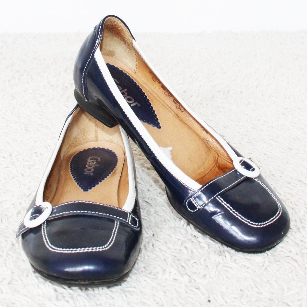 Mocassins Gabor en cuir laqué (taille 2½|35) s13 €25, -, Enlèvement ou Envoi, Gabor, Comme neuf, Bleu