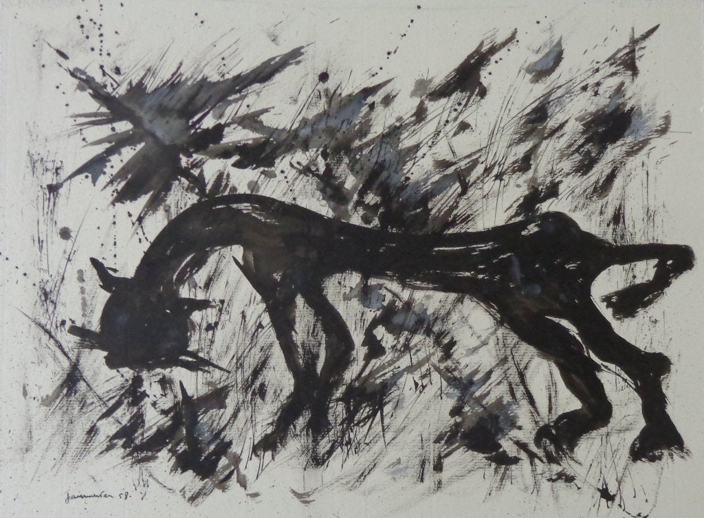 JAN VAERTEN / DIER / ORIGINEEL WERK / 40x50cm / SIG / 1958, Ophalen of Verzenden, Gesigneerd