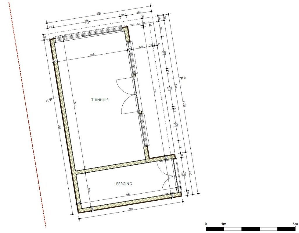 Houten tuinhuis 43 m² (60 m² met overstek), te demonteren, Jardin & Terrasse, Neuf, 500 cm ou plus, Enlèvement, 400 cm ou plus