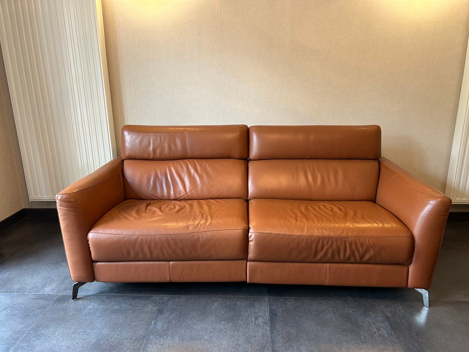 Leren salon, Ophalen, Gebruikt, Leer, Rechte bank
