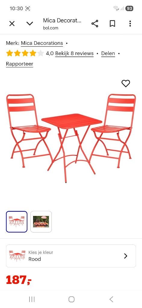Bistroset nieuw in verpakking, Verzenden, Nieuw, Overige materialen, Tuinset