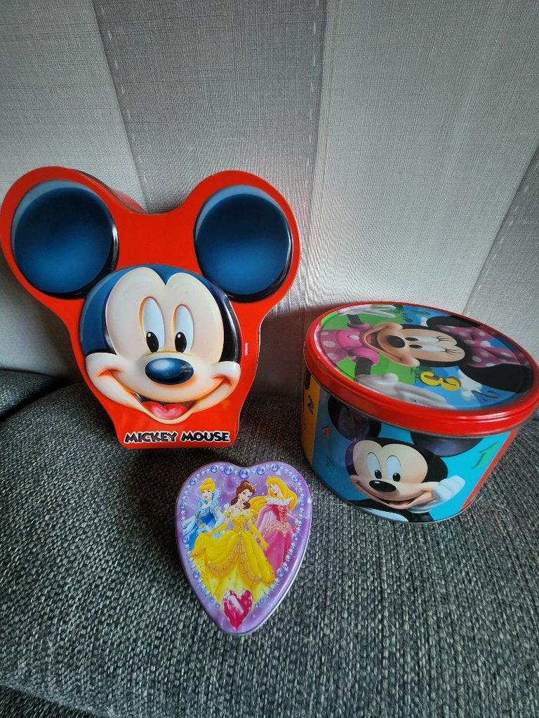 Disney 3 blikken dozen samen 4,50 euro, Ophalen of Verzenden, Mickey Mouse