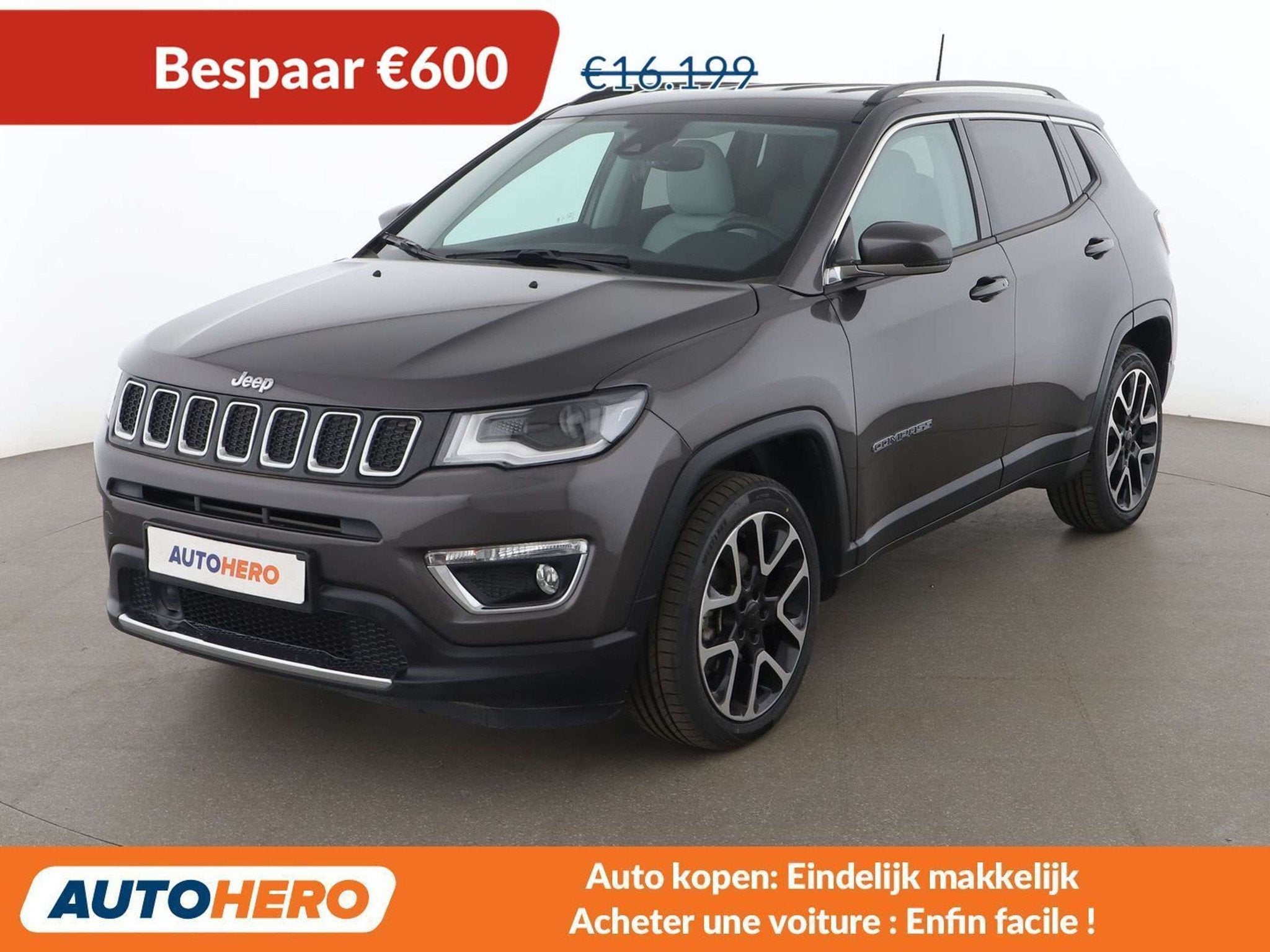 Jeep Compass 1.6 M-Jet Limited FWD, Autos, Jeep, Cuir, Argent ou Gris, Achat, 117 g/km